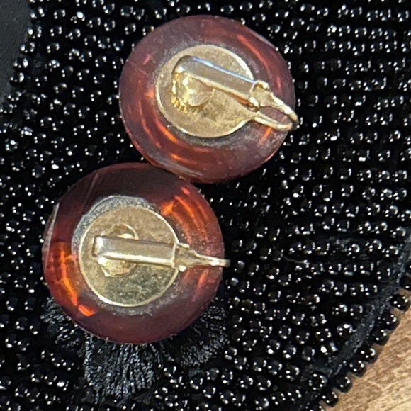 Vintage 1950 Round Completely Translucent Orange Earrings Acrylic Look excellent - Picture 6 of 6